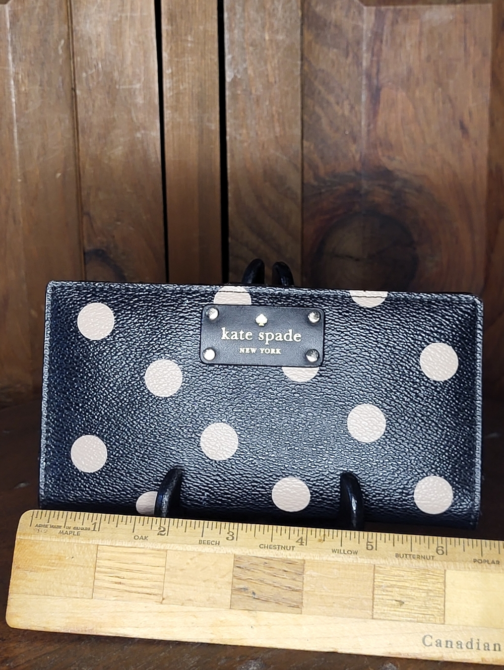 kate spade black wallet with cream polka dots - Picture 6 of 16